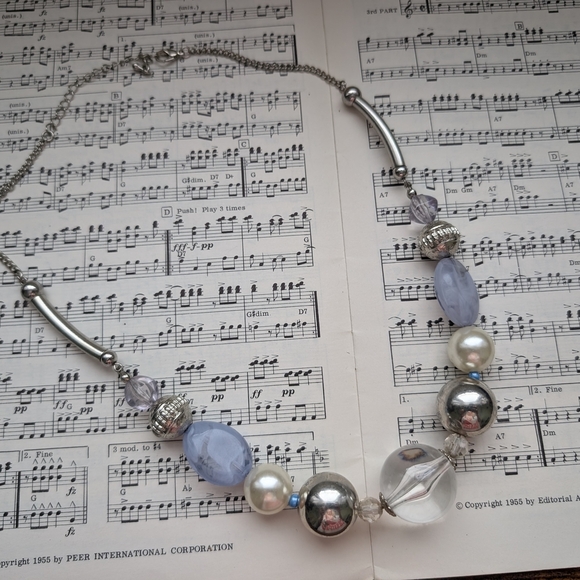 Elegant Silver and Blue Beaded Necklace - Picture 8 of 8
